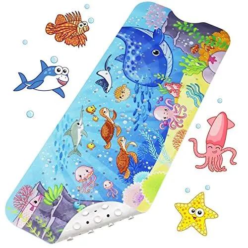 Produktbild: Badewannenmatte Kinder, Antirutschmatte 100x40cm Duschmatte Badewanneneinlage Badematte rutschfest Badewanne (Ozean)