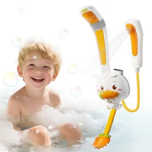 Produktbild: Badewannenspielzeug,Baby Badespielzeug ab 1 2 3 4 Jahr, Kaninchen-Spielzeug mit Duschkopf, Abnehmbar, Einziehbar, 3 Sprühmodi,Geschenk für Kleinkinder Jungen Mädchen