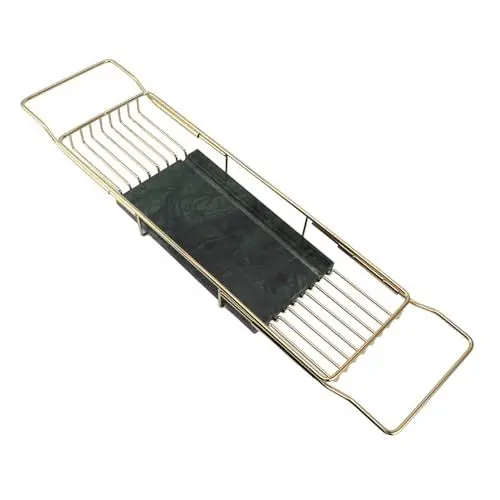 Produktbild: Hyuduo Badewannen-Tablett, Badewannen-Caddy-Tablett, Edelstahl-Dusch-Caddy-Tablett mit Ausziehbaren Seiten, Badezimmer-Tabletts (Goldgrün)