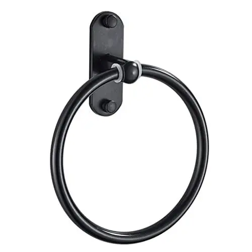 Produktbild: Badezimmer-Handtuchhalter, Handtuchhalter, kreativer Raum, Aluminium, Badezimmer-Handtuchring, minimalistischer, langlebiger Handtuchhalter, schwarz, wasserdichter Handtuchring, Handtuchhalt