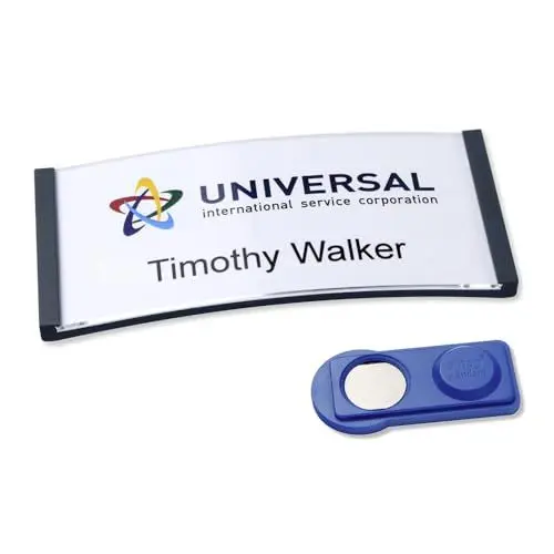 Produktbild: AVERY Zweckform polar30 Namensschilder 20 Stück (70x30mm, 20 Schilder mit Magnet, verdrehsicher, mit blanko Einsteckschildern zum Bedrucken, magnetische Namensschilder für Kleidung) anthrazit