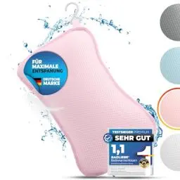 Produktbild: BadLiebe Badewannenkissen Rosa – (GEPRÜFTE QUALITÄT) - inkl. 4 extra starken Saugnäpfen – Badekissen mit ergonomischer Passform für Nacken und Rücken – Premium Nackenkissen (INKL. integriertem Haken)