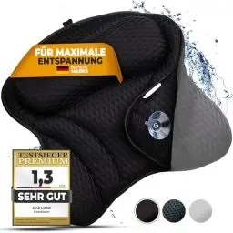 Produktbild: BadLiebe Badewannenkissen – (GEPRÜFTE QUALITÄT) - inkl. 6 extra starken Saugnäpfen – Badekissen mit ergonomischer Passform für Nacken und Rücken – hochwertiges Nackenkissen – (INKL. extra Tragetasche)