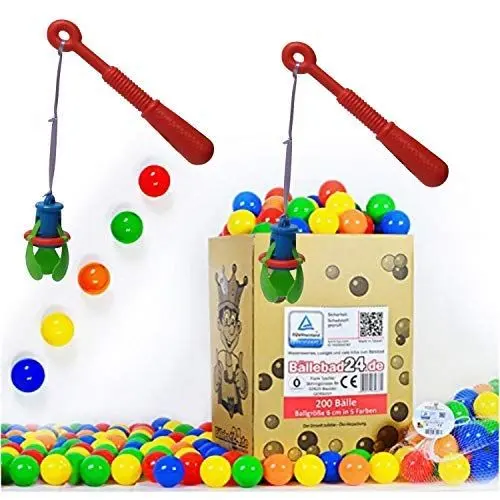 Produktbild: bällebad24 - Angelspiel, Angel, 200 Bällebad Bälle 6cm Klassik-Mix inklusive 2 Angeln