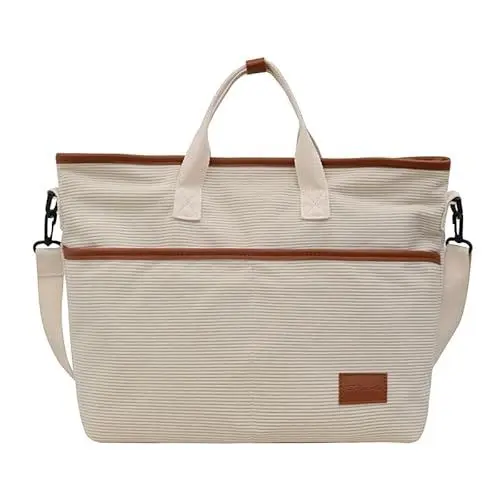 Produktbild: BAFMSREG Handtasche Damen, Shopper Tote Bag, Faltbare Schultertasche mit Reißverschluss, Große Tragetasche für Reisen, Arbeit, Yoga (Weiß)