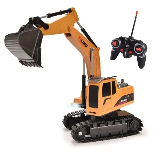 Produktbild: Hodlvant Ferngesteuerter Bagger, Elektrischer RC Bagger Mit Licht Und Sound, 6 Kanal Mit Akku, USB-Ladegerät & Metallschaufel, Baustellenfahrzeuge-Geschenk Für Kinder 3-8 Jahre
