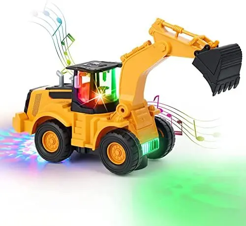 Produktbild: Bagger Spielzeug, Automatisches Gehen mit Sound und Licht Fahrzeug Baustellenfahrzeuge, Auto Kinderspielzeug Bagger mit Lichtern und Mehrfacher Musik für Kinder 3 4 5 6 7Jahre