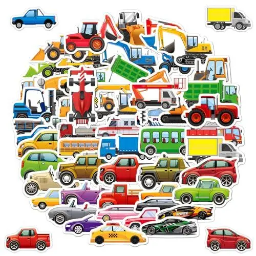Produktbild: 50 Stück Auto Sticker Auto Bagger Sticker, Vinyl Aufkleber für Sammelalbum Skateboard Scrapbook Laptop Gepäck, Kindergeburtstag Gastgeschenke Party