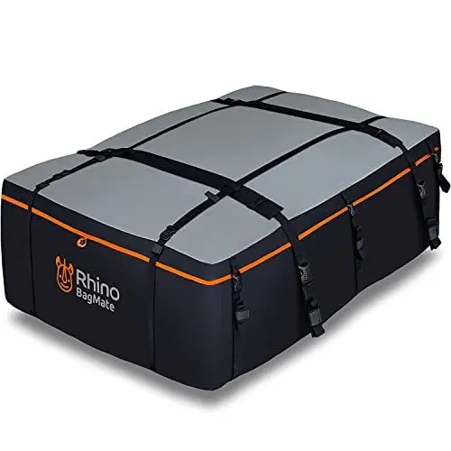 Produktbild: bagmate wasserdichte Dachtasche in Militärqualität, Dachgepäckträger, XXL, 70 m³, mit 4 Türhaken, Reißverschluss/Schnalle, extra Gurt, Schwarze Dachtasche für Autos mit oder ohne Gepäckträger