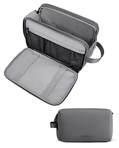 Produktbild: BAGSMART Kulturtasche für Herren,Travel Toiletry Organizer Dopp Kit Wasserabweisende Rasiertasche für Toilettenartikel Zubehör (Large Grau)