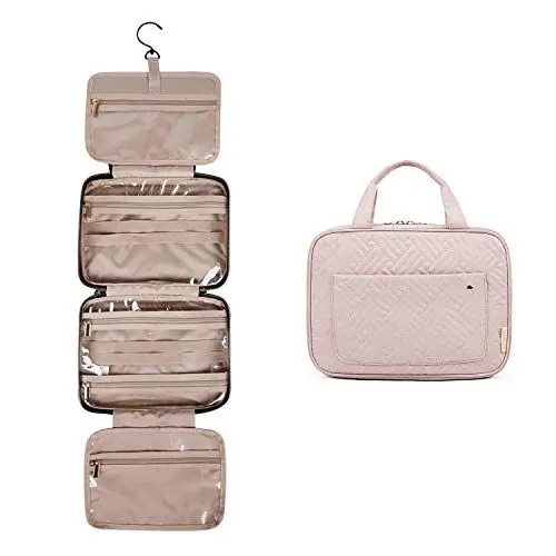 Produktbild: BAGSMART Kulturtasche zum Aufhängen, Damen Kulturbeutel Reise Waschtasche Transparent für Makeup,Toilettenartikel (Rosa)