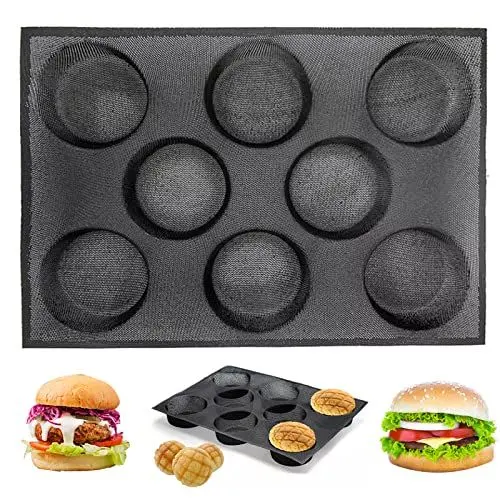 Produktbild: Baguettepfanne, Hoagie Rolls Pan, 5 Mulden Französische Brotbackform, Kastenform zum Backen von Brot Sub Sanwich Brot, mit Nadellöchern für bessere Luftzirkulation, weich faltbar für einfache Lagerung