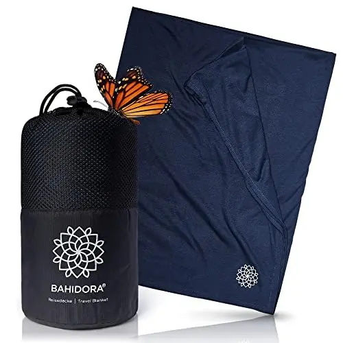 Produktbild: Bahidora® Reisedecke Ultraleicht Warm 200x150cm. Camping Decke Outdoor aus Coolmax Material - ideal als Reise Zubehör. Geringes Packmaß, weich und atmungsaktiv, Outdoor Decke