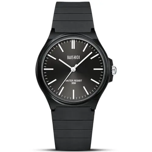 Produktbild: BAISHIOI Herren Analog Quarzuhren 30M Wasserdicht Uhren mit Silikonarmbänder Militär Armbanduhren für Männer- Schwarz