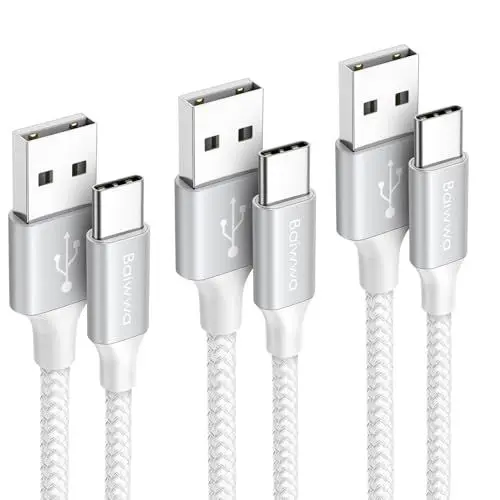 Produktbild: Baiwwa USBC Ladekabel 3Pack, 1M +1.5M +3 M USB auf USB C Kabel 3.1A USBC Schnellladekabel für iPhone 16 15 Pro, Samsung Galaxy S24 S23 Plus, PS5 Controller, Switch, Tablett -Weiß