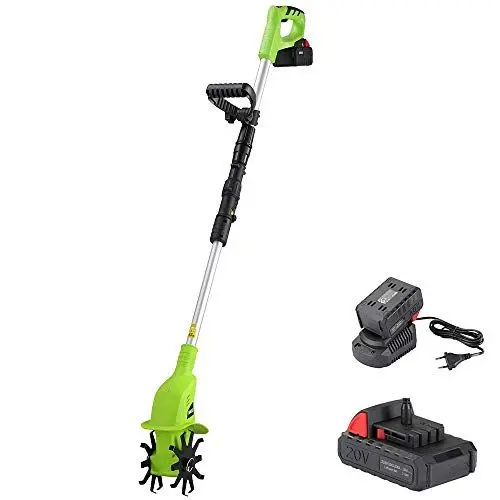 Produktbild: BAKAJI Gartenhacke Elektrohacke mit Lithium-Batterie, 20 V, 4000 mAh, Hacke mit Elektromotor, 2 Klingen à 15 cm, Arbeitsbreite 10 cm, Geschwindigkeit 250 U/min, ergonomischer Griff, Gartenanbau