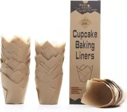 Produktbild: Bake Choice 200 Stück muffinförmchen papier Tulpen-Cupcake-Einlagen zum Backen von Tassen, ungebleichtes EU-Pergamentpapier, muffinform papier für Party, Weihnachten