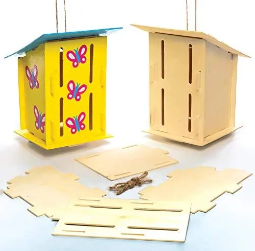 Produktbild: Baker Ross AC811 Ross Holzhaus-Bastelset Schmetterling(2 Stück ), Holzfarben, 17 cm