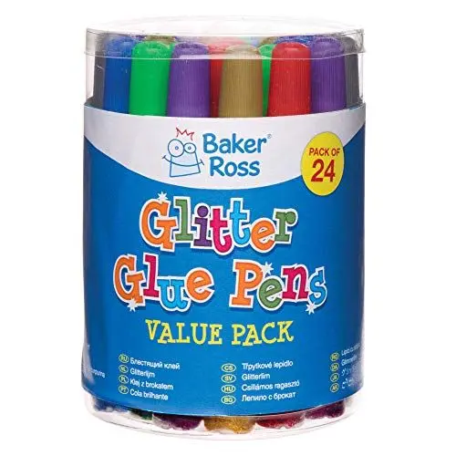Produktbild: Baker Ross AR874 Ross Glitzerklebestifte für Kinder – perfekt für kreative Bastelarbeiten (24 Stück)