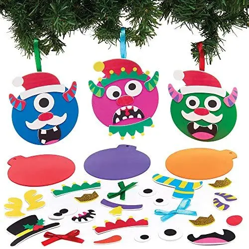 Produktbild: Baker Ross FX368 Monster Moosgummi Dekoration Bastelset - 8er Pack, Weihnachtsdekoration für Kinder zum Basteln, Baumschmuck Bastelsets