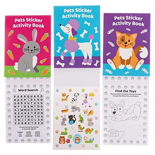 Produktbild: Baker Ross FX698 Haustiere-Sticker-Aktivitätsbücher - 8er-Packung, Sticker-Bücher-Partytütenfüller für Kinder