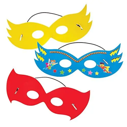 Produktbild: Baker Ross FX724 Star Hero Maskenrohlinge - 12er-Packung, Party-Masken für Kinder zum Basteln und Gestalten