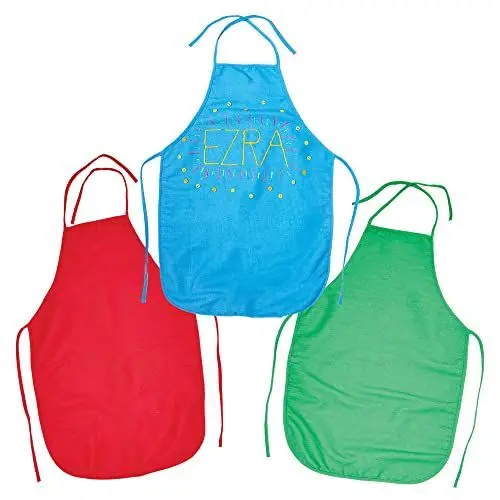 Produktbild: Baker Ross FX850 Regenbogenfarbene Stoffschürzen - 3er-Packung, Schürzen für Kinder zum Basteln und Malen
