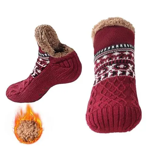 Produktbild: Baketron Pantoffelsocken für Männer Flauschige Pantoffel Haussocken Hüttensocken Herren Kuschelsocken mit Noppen Winter Thermo-Strick dickes Fleece-gefüttert Gemütlich Rutschfest Socken