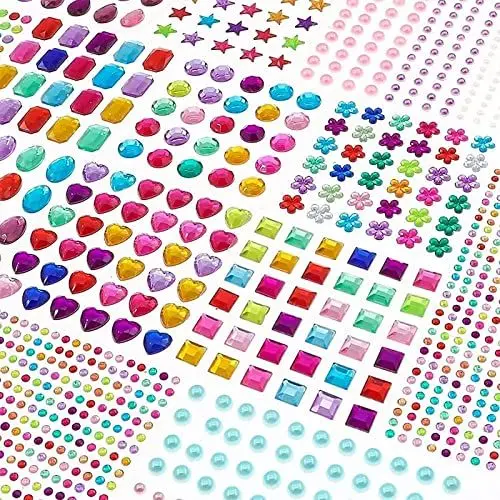 Produktbild: BAKHK Glitzersteine Selbstklebend, 1782 Stück Sticker Glitzer Strasssteine Selbstklebend zum Aufkleben Schmucksteine Aufkleber für Handwerke, Fotorahmen, Grußkarten, In Verschiedenen Größen
