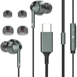 Produktbild: bakibo USB C Kopfhörer mit Mikrofon Kompatibel mit Samsung Galaxy 24/23/22/A54/A53/A50 i Phone 15 i Pad MacBook In-Ear Kopfhörer mit Kabel USB C Lautstärkeregler Ohrhörer Kabelgebundenes, Grau
