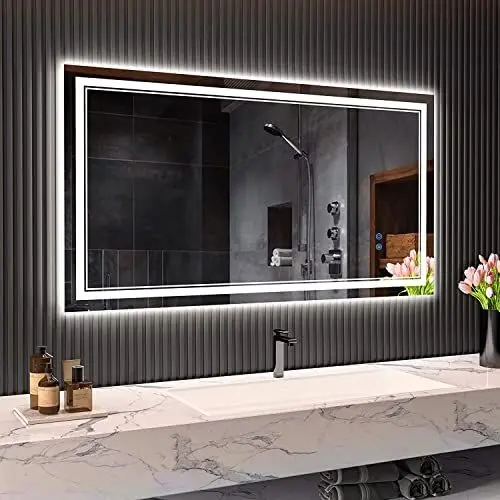 Produktbild: baklon Wandspiegel Badezimmerspiegel LED,Badspiegel mit Beleuchtung,120 x 70cm mit Touch Schalter und Beschlagfrei,IP65 Super Wasserdicht, 3 Farbtemperatur, IP65 energiesparend A++