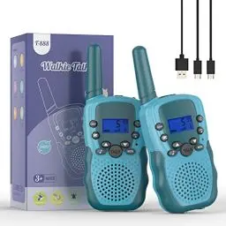 Produktbild: Bakoherp Walkie Talkie Kinder ab 3-12 Jahre, Aufladbar mit 8 Kanäle, Funkgerät Wiederaufladbar mit LED Taschenlampe, VOX Funktion, Klare Stimme für Abenteuer, Camping, Wandern