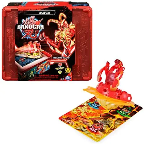 Produktbild: Bakugan 3.0 Baku-Tin mit Special Attack Mantid, hochwertige Metall-Aufbewahrungsbox mit individuell zusammenstellbarer Actionfigur und Sammelkarten, für Kinder ab 6 Jahren