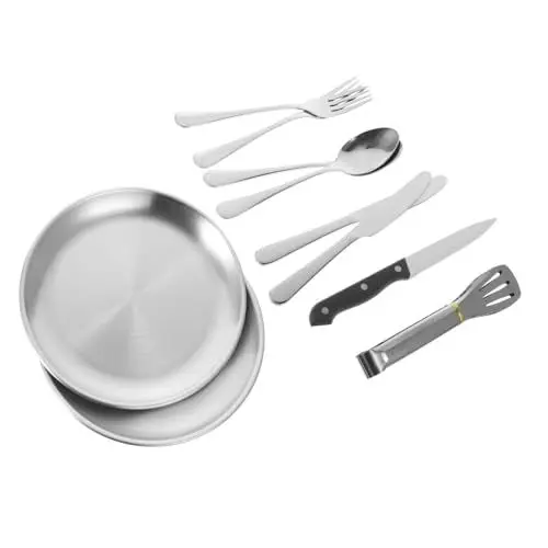 Produktbild: Balacoo 1 Set Geschirr Besteck Campingzubehör Grill Steak Camping Geschirr Set Zubehör Tragbarer Bestecklöffel Organizer Tragbare Bestecktasche Geschirr Besteckset