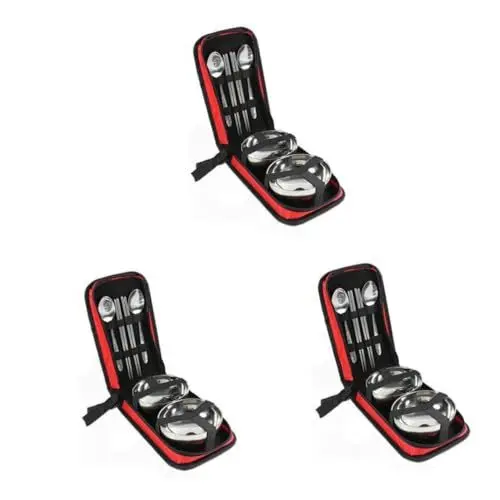 Produktbild: Balacoo 21 Stk tragbares Geschirr essstäbchen set camping besteckset camping geschirr-set campinggeschirr set Geschirr-Kit Geschirr aus Edelstahl doppelt Besteck Löffel reisen