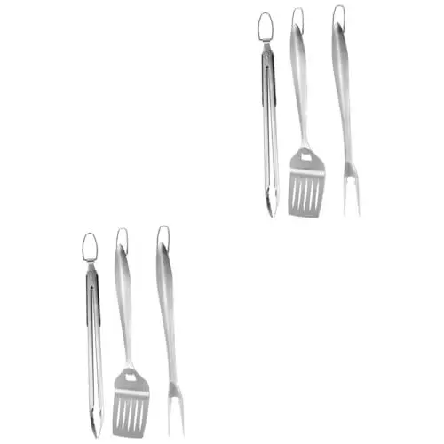 Produktbild: Balacoo 2 Sätze Grillbesteck Grillspieße Grillzange Grillschaufel Grillwender Tragbare Grills Grillmatte Fleischzange Grillen Campinggrills Mann Rostfreier Stahl Multifunktion Geschenk