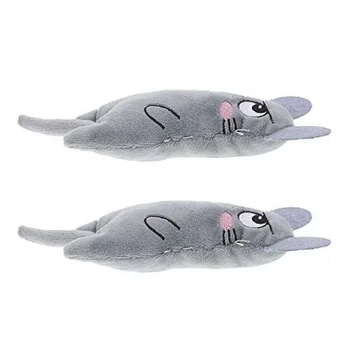 Produktbild: balacoo Cartoon Cat Chew Catnip Spielzeug: 2 Stücke Gefüllte Mäuse Bissbeständigkeit Natürliche Haustier Kätzchen Quietschender Kau Interaktives Spielzeug Catnip Gefüllt Cartoon Mäuse