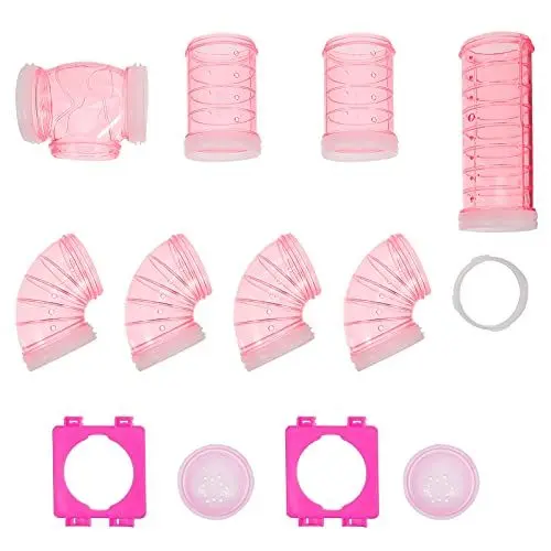 Produktbild: balacoo Rosa Hamster Rohr Verbindung Set Gebogene Rohr Haustier Käfig Tunnel DIY Sortierte Hamster Käfig Spielzeug Spaß Tunnel für Kleine Tiere Ratte Syrischen Hamster Gerbil Tunnel