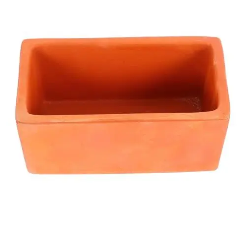 Produktbild: balacoo Terracotta Rechteckiger Pflanztopf Mit Abflussloch Rustikaler Kleiner Tontopf Für Sukkulenten Blumen Und Bonsai Für Indoor Und Outdoor-gärten