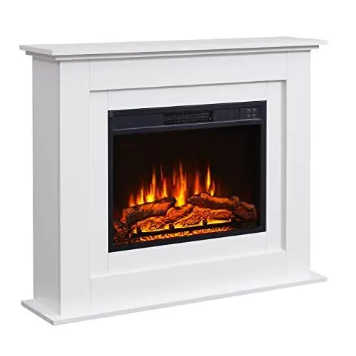 Produktbild: BALDERIA Finn Elektrokamin - Standkamin mit Heizung 2000 W, realistischer 3D-Flammeneffekt, Ambientebeleuchtung, Fernbedienung, Timer, Thermostat - Weiß