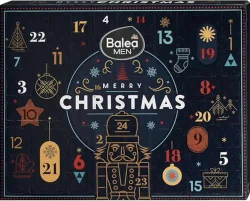 Produktbild: Balea Männer Adventskalender 2024 - Herren Beauty mit 90€ Wert, 24x Kosmetik für Mann & Jungs, Pflege Weihnachtskalender, Weihnachten Kalender Advent inkl. JUNG Cosmo Spray 100ml