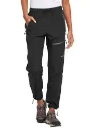Produktbild: BALEAF Damen Outdoorhose Wanderhose Wasserdicht Schnelltrocknend Leicht Trekkinghose Capris UV Schutz UPF 50 Funktionshose mit Reißverschlusstasche Regular Version Schwarz M
