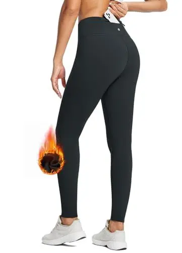 Produktbild: baleaf Wanderleggings Damen wasserdichte Outdoor Hose Thermo Jogginghose Wärme Thermounterwäsche Fleece Hose Laufhose mit hoher Taille Schwarz Small