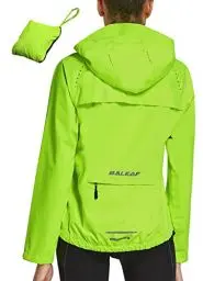 Produktbild: BALEAF Fahrradjacke Damen Regenjacke Wasserdicht Atmungsaktiv Wanderjacke Windbreaker Sommerjacke Outdoor Jacken Leichte Windjacke Trekking Regenjacke Radjacke Fluorescent Gelb XXL