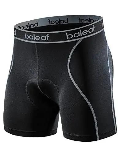 Produktbild: baleaf Herren Radfahren Unterwäsche Atmungsaktive Mesh Radhosen für Männer 4D Gel Polsterung Mountain Biking Fahrrad Liner Grau/Schwarz XL