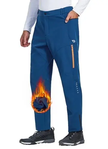 Produktbild: baleaf Herren Winter Radlerhose Thermohose Mountainbike Hose Wasserdicht Kaltes Wetter Wandern Laufen Fahrrad Outdoor Blau XXL
