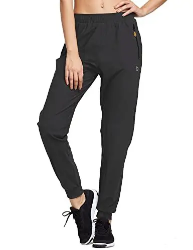 Produktbild: baleaf Jogginghose Damen Jogginghose Leicht Sporthose lang Trainingshose Atmungsaktiv Laufhose schnelltrocknend Jogginghose Reißverschlusstasche Sommer Schwarz L