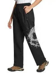 Produktbild: baleaf Regenhose Damen Wasserdicht 10000mm H2O Atmungsaktiv Überziehhose Leichte Wanderhose Trekkinghose Winddicht Fahrrad Outdoor Trekking Schwarz L