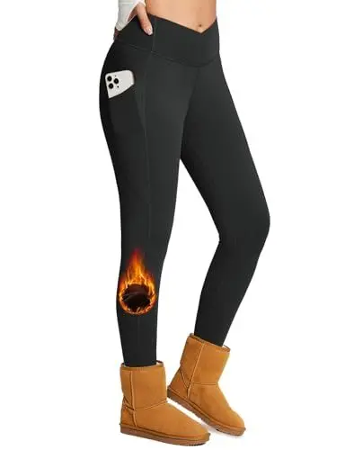 Produktbild: baleaf Thermoleggings Damen Fleecehose high Waist Winterhose Sportleggings warme Schwarz M