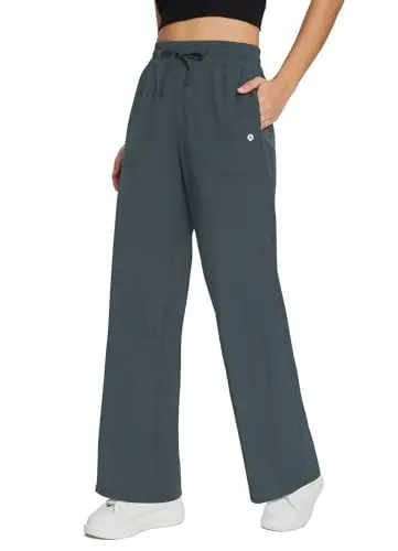 Produktbild: baleaf Damen Jogginghose Yogahose Sweatpants Weites Bein Athletic Sweat Pants Casual Workout Hose mit Taschen UPF50+ Grau L